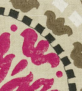 Banyan Embroidery Fabric by Thibaut Fuchsia and Coral