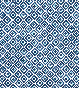 Indian Diamond Fabric by Thibaut Blue and Turquoise