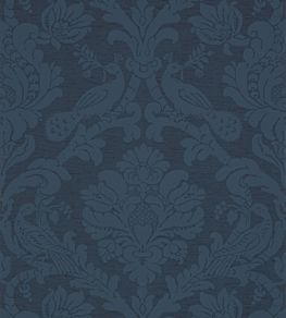 Passaro Damask Wallpaper by Thibaut Navy