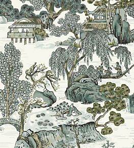 Asian Scenic Wallpaper by Thibaut Grey