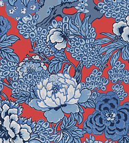 Honshu Wallpaper by Thibaut Red and Blue