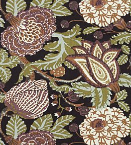 Mitford Fabric by Thibaut Black and Plum