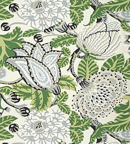 Mitford Wallpaper by Thibaut Green and White