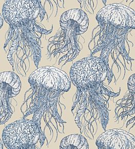 Jelly Fish Bloom Wallpaper by Thibaut Blue/Beige