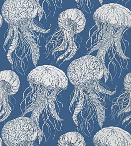 Jelly Fish Bloom Wallpaper by Thibaut Navy
