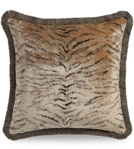 Tiger Velvet Cushion 55 x 55cm by James Hare Natural