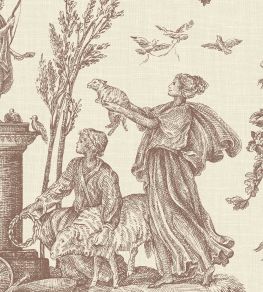 Toile Baptiste Wallpaper by Lewis & Wood Marron