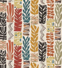 Totem Fabric by Osborne & Little Charcoal/Terracotta