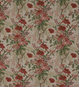 Tree Poppy Linen Fabric by Colefax and Fowler Red/Forest