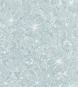 Tropical Sun Wallpaper by Caselio Smoke Blue