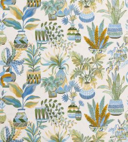 Tudeley Fabric by Nina Campbell Blue/Green/Ochre