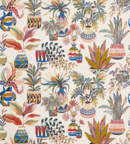 Tudeley Fabric by Nina Campbell Coral/Ultamarine/Green