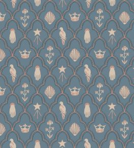 Turtledove Barn Wallpaper by Sandberg Indigo Blue