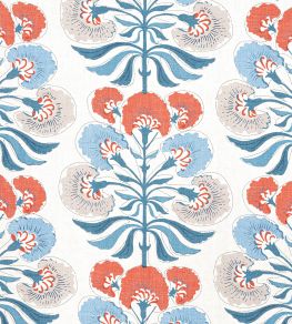 Tybee Tree Fabric by Thibaut French Blue and Coral