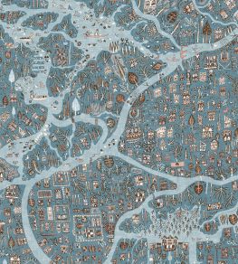Utopia Fabric by Lewis & Wood Blue Almond