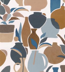 Vallauris Wallpaper by Casamance Camel/Marine