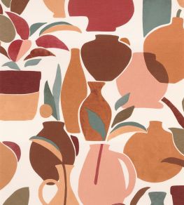 Vallauris Wallpaper by Casamance Grenat/Orange Brulee