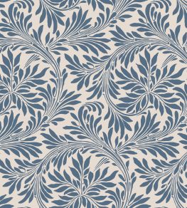 V&A Rolling Leaves Fabric by Arley House French Blue