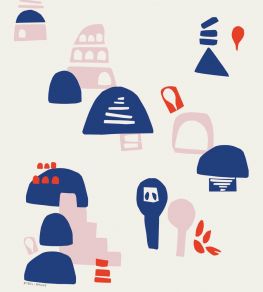 Village By Babel Brune Mural by Casadeco Pink