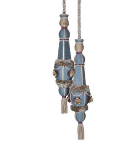 Volanges Double Tassels Tieback Trimming by Houles Blue Nattier