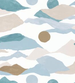 Voyages Wallpaper by Caselio Bleu Beige Dore