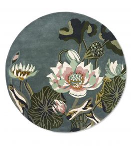 Waterlily Round Rug by Wedgwood Midnight Pond