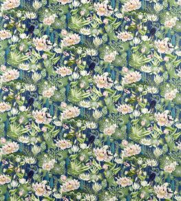 Waterlily Velvet Fabric by Clarke & Clarke Midnight