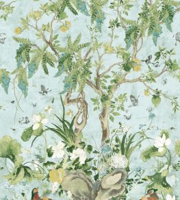 Wild Wisteria Mural by Thibaut Spa Blue
