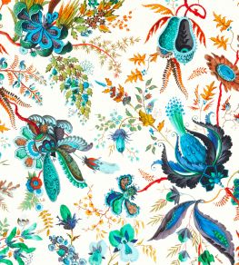 Wonderland Floral Fabric by Harlequin Lapis/Emerald/Carnelian