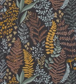 Woodland Wallpaper by Caselio Ocre Fond Noir