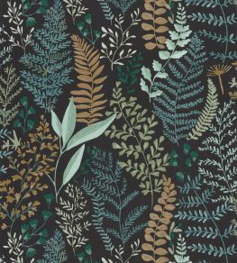 Woodland Wallpaper by Caselio Vert Emeraude Fond Noir