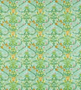 Woodland Weeds Fabric by Morris & Co Orange/Turquoise